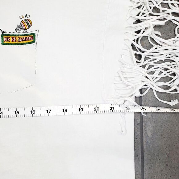 VTG Maui T-Shirt Fringe Global Impressions "We're Jammin" MENS Shredded Tee SZ L - Picture 8 of 9